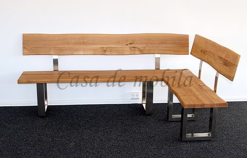 Eckbank 228x90x148cm ZINGST Metallfüße Edelstahloptik Wildeiche geölt