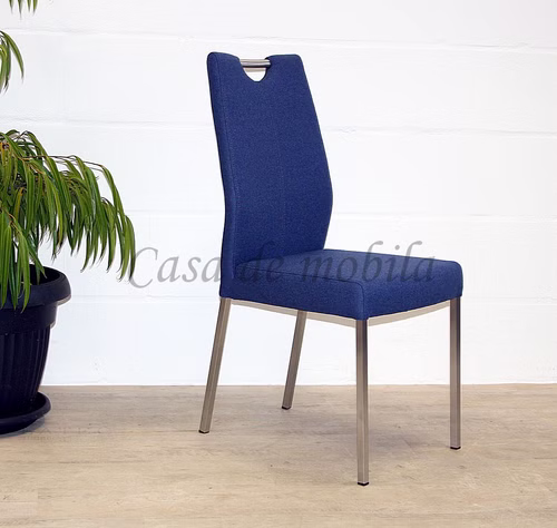 Polsterstuhl 45x99x60cm EMMA1 Wollbezug blau, Metallbeine Edelstahl gebürstet Casa de mobila Goslar Polsterstuhl EMMA1 45x99x60cm Stoffbezug blau, Metallbeine Edelstahl gebürstet Casa de mobila Goslar
