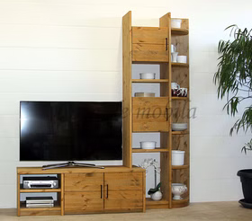 Massivholz Fernsehkommode mit Regalaufsatz CONTRA 200x217/46x46/33cm Kiefer massiv gelaugt geölt Casa de mobila Goslar