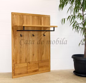 Wandgarderobe 99x122x30cm WINDSOR Eiche geölt Massivholz Wandgarderobe mit hutablage und kleiderstange Windsor Eiche massiv natur geölt Casa de mobila Goslar