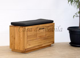 Dielen-Set 5teilig WINDSOR Eiche geölt Schuhbank WINDSOR Eiche massiv natur geölt mit Hirnholz