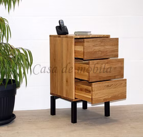 Nachtkommode Metallgestell M8 46x85x42cm WALK IN Wildeiche Schubladenkommode, Metallgestell M8 WALK IN 46x85x42cm Wildeiche massiv Natur geölt Casa de mobila Goslar