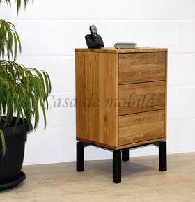 Nachtkommode Metallgestell M8 46x85x42cm WALK IN Wildeiche Schubladenkommode, Metallgestell M8 WALK IN 46x85x42cm Wildeiche massiv Natur geölt Casa de mobila Goslar