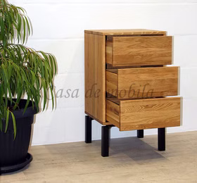 Nachtkommode Metallgestell M8 46x85x42cm WALK IN Wildeiche Schubladenschrank, Metallgestell M8 WALK IN 46x85x42cm Wildeiche massiv Natur geölt Casa de mobila Goslar