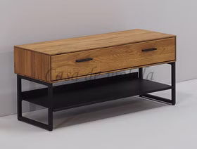 Dielenbank 98x44x36cm BLACKPOOL Eiche massiv geölt Metall Dielenbank mit Ablage BLACKPOOL 98x44x36cm Eiche massiv natur geölt Metallbeine schwarz Casa de mobila Goslar