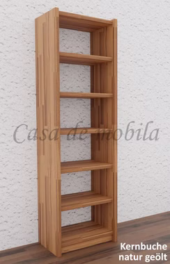 Massivholz Standregal schmal CONTRA 47x159x33cm Kernbuche massiv natur geölt Casa de mobila Goslar