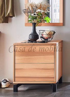Nachttisch mit Schubladen und Metallgestell M9 WALK IN aus Kernbuche massiv geölt Kleine Schubladenkommode mit Metallgestell M9 WALK IN 46x52x42cm Kernbuche massiv geölt