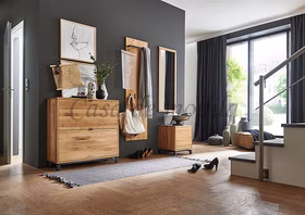 Flurmöbel Set Walk In Tjornbo Massivholz Wildeiche natur geölt Schubladenkommoden, Wandspiegel, Garderobe Dielenmöbel Set Schubladenkommoden, Wandspiegel, Garderobe Walk In Tjornbo Massivholz Wildeiche natur geölt