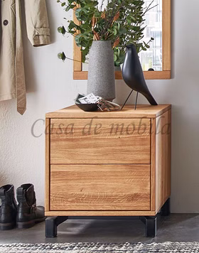 Dielenkommode mit Schubfächern mit Metallgestell WALK IN Tjornbo 46x52x42cm Wildeiche massiv geölt schmale Kommode mit Schubladen mit Metallgestell WALK IN Tjornbo 46x52x42cm Wildeiche massiv geölt