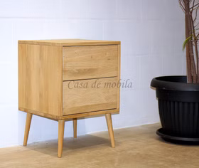 Nachtkommode Holzfüße 46x66x42cm WALK IN Wildeiche geölt Nachtkommode mit 2 Schubladen WALKIN 46x66x42cm Eiche massiv geölt Holzbeine Casa de mobila Goslar