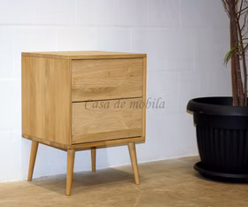 Nachtkommode Holzfüße 46x66x42cm WALK IN Wildeiche geölt Nachtkommode mit 2 Schubladen Modern Sleep 46x66x42cm Eiche massiv bianco geölt Holzbeine Casa de mobila Goslar