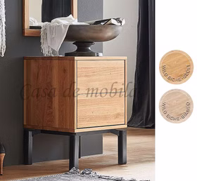 Kleine Nachtkommode mit Schubladen und Metallgestell WALK IN 46x48x42cm Wildeiche massiv geölt natur oder bianco Kleine Schubladenkommode mit Metallgestell WALK IN 46x48x42cm Wildeiche massiv geölt natur oder bianco
