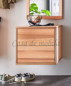 Massivholz Hängende Flurkommode mit 2 Schubladen WALKIN 46x43x42cm Kernbuche massiv natur geölt Casa de mobila Goslar