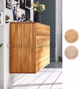 Massivholz Hängekommode mit 4 schubladen 90x81x42cm WALK IN Wildeiche massiv natur oder weiß bianco geölt Casa de mobila Goslar