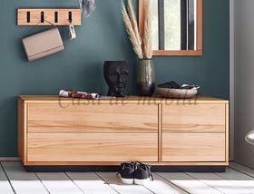 Massivholz kommode niedrig mit schubladen und Metallsockel M10 WALK IN 133x48x42cm Kernbuche massiv geölt Casa de mobila Goslar