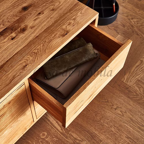 Schubladenkommode flach mit Metallgestell M9 WALK IN 133x52x42cm Wildeiche massiv natur oder bianco geölt Casa de mobila Goslar