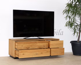 Massivholz TV-Lowboard mit Metallsockel M10 WALK IN 133x48x42cm Wildeiche massiv natur geölt Casa de mobila Goslar