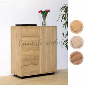 Massivholz Kommode mit Sockel WALK IN 90x105x42cm Kernbuche Wildeiche natur oder bianco geölt Casa de mobila Goslar