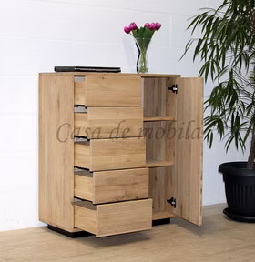 Massivholz Flurkommode mit Sockel WALK IN 90x105x42cm Kernbuche Wildeiche natur oder bianco geölt Casa de mobila Goslar