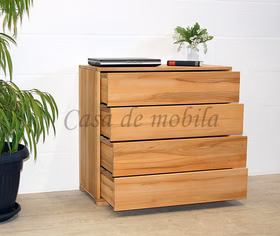 Massivholz Wäschekommode mit schubladen und Holzfüßen WALK IN 90x84x42cm Kernbuche massiv natur geölt Casa de mobila Goslar