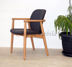 Armlehnstuhl gepolstert Lederimitat COSTNER 58x83x60cm Esche massiv geölt