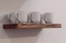 Massivholz Wandregal mit Baumkante 50x4x20cm LIVE EDGE Akazie massiv lackiert Casa de mobila Goslar