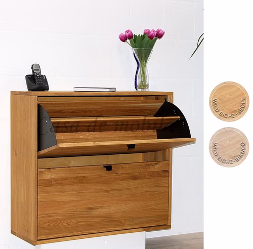 Hänge-Schuhschrank 90x81x33cm WALK IN Wildeiche geölt Schuhkipper hängend WALK IN 90x81x33cm Wildeiche massiv geölt Casa de mobila Goslar