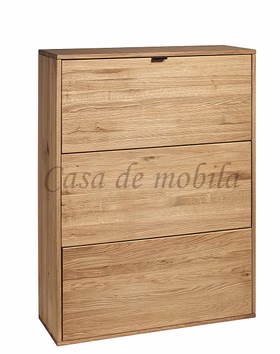Massivholz Schuhkipper mit 3 klappen WALK IN 90x143x33cm Wildeiche massiv geölt Casa de mobila Goslar