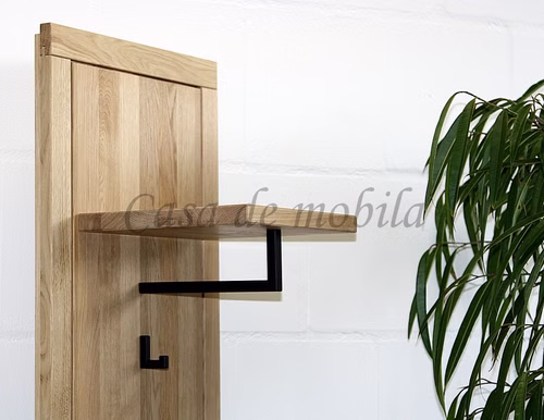 Garderobenpaneel mit Hutablage WINDSOR 40x193x30cm Eiche massiv natur oder bianco geölt Casa de mobila Goslar