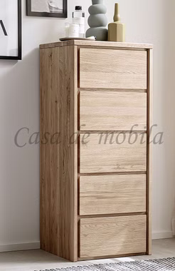 Schubladenkommode 47x113x42cm RÖDVIG Wildeiche natur geölt Hochkommode mit Schubladen RÖDVIG 47x113x42cm Wildeiche massiv natur geölt mit Sockel