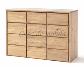 Massivholz Sideboard 3türig Rödvig 130x91x48cm Wildeiche massiv natur geölt mit Sockel Casa de mobila Goslar