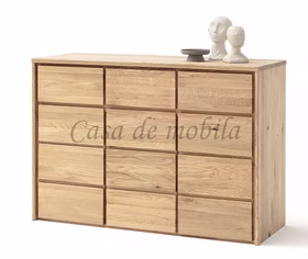 Kommode 3türig RÖDVIG 130x91x48cm Wildeiche massiv natur geölt mit Sockel Casa de mobila Goslar