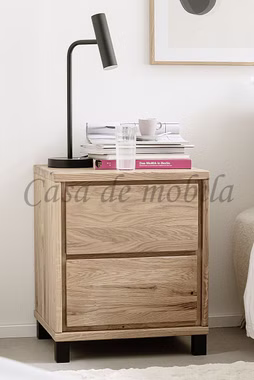 Nachtkommode mit 2 Schubladen RÖDVIG 47x57x42cm Eichenholz geölt mit Metallfüßen Schwarz Nachtkommode mit 2 Schubladen RÖDVIG 47x57x42cm Wildeiche massiv geölt mit Metallfüßen Schwarz Casa de mobila Goslar
