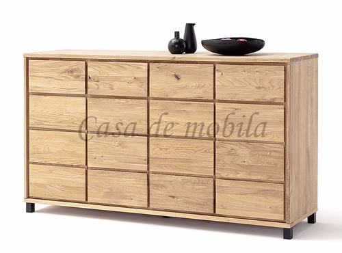 Sideboard 4türig RÖDVIG 172x100x48cm Wildeiche massiv geölt mit Metallfüßen schwarz Casa de mobila Goslar