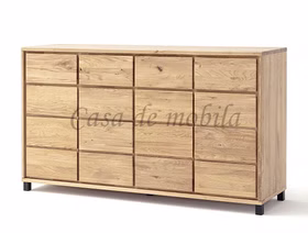 Massivholz Wäschekommode 4türig 172x100x48cm RÖDVIG Wildeiche massiv geölt mit Metallbeine schwarz Casa de mobila Goslar