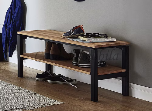 Dielenbank 90x43x42cm WALK IN Kernbuche Metallgestell
