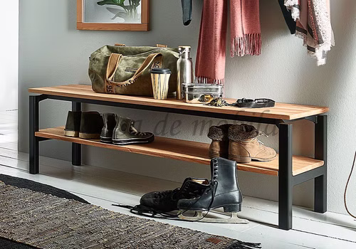 Dielenbank 133x43x42cm WALK IN Kernbuche Metallgestell