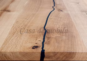 Tischplatte 200x100cm Wildeiche massiv natur geölt schwarze Epoxidharz-Füllung von Casademobila in Goslar