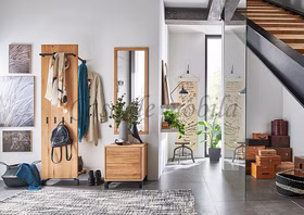 Garderobenpaneel Metallbeine M9 46x177cm WALK IN Wildeiche Flurgarderobe mit Metallgestell M9 WALK IN 46x177cm Wildeiche massiv bianco geölt, Holzboden Casa de mobila Goslar