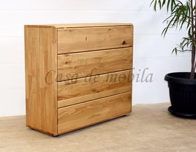 Massivholz Schubkastenkommode V 100x91x40cm OKER Wildeiche massiv natur geölt Casa de mobila Goslar