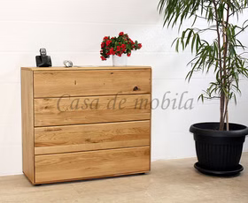 Massivholz Schubladenkommode V 100x91x40cm OKER Wildeiche massiv natur geölt Casa de mobila Goslar