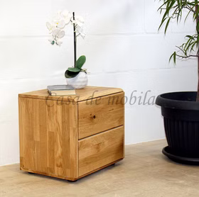 Massivholz Nachtschrank mit 2 schubladen OKER 51x45x40cm Wildeiche massiv natur geölt Casa de mobila Goslar