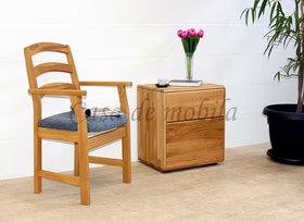 kleine kommode mit Stuhl 51x58x40cm OKER Wildeiche massiv natur geölt Casa de mobila Goslar