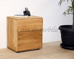 Nachtkonsole mit schublade und holztür 51x58x40cm OKER Wildeiche massiv natur geölt Casa de mobila Goslar