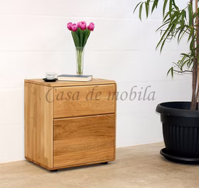 Nachtkommode mit schublade und holztür 58cm höhe OKER Wildeiche massiv natur geölt Casa de mobila Goslar