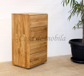 Massivholz Schubladenkommode schmal OKER 51x91x40cm Wildeiche massiv natur geölt Casa de mobila Goslar