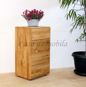 Schubkastenenkommode schmal OKER 51x91x40cm Wildeiche massiv natur geölt Casa de mobila Goslar