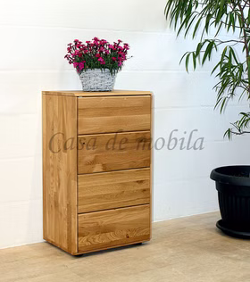 Massivholz Schubladenschrank schmal OKER 51x91x40cm Wildeiche massiv natur geölt Casa de mobila Goslar