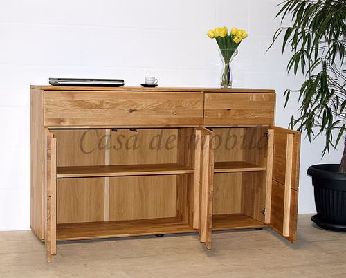 Sideboard 3 türig OKER 149x89x40cm Wildeiche massiv natur geölt  Casa de mobila Goslar