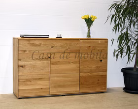 Kommode-3tuerig-Wildeiche-massiv-geoelt-Oker-110662005-3.jpg Anrichte grifflos 3 türig OKER 149x89x40cm Wildeiche massiv natur geölt Casa de mobila Goslar